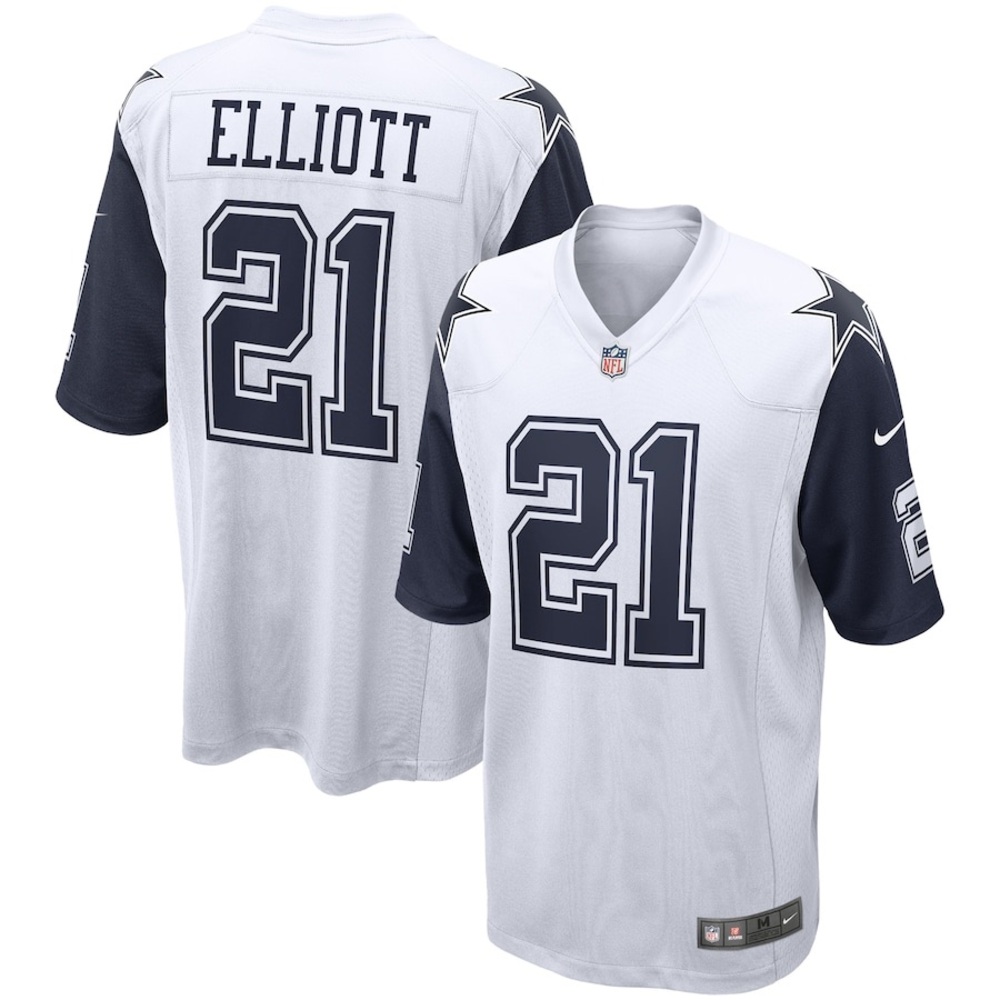 Nike Jersey Ezekiel Elliott White Dallas Cowboys Alternate Game Men's Medium